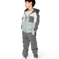 Fleece Sweatpants With Cargo Pockets Gray Green