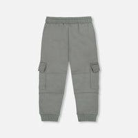 Fleece Sweatpants With Cargo Pockets Gray Green
