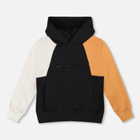 Pullover Hooded Fleece Sweatshirt With Zip Pocket Black