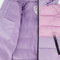 Colorblocked Puffy Winter Coat Purple Gray