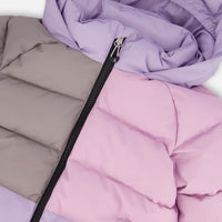 Colorblocked Puffy Winter Coat Purple Gray