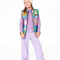 Quilted Mid-Season Sleeveless Vest Metallic Multicolor