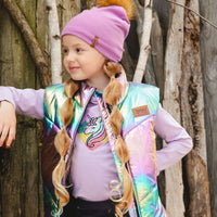 Quilted Mid-Season Sleeveless Vest Metallic Multicolor