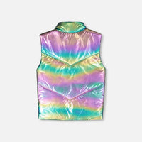 Quilted Mid-Season Sleeveless Vest Metallic Multicolor