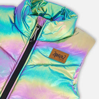 Quilted Mid-Season Sleeveless Vest Metallic Multicolor