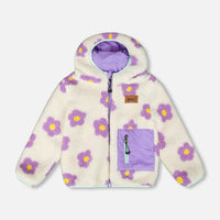 Reversible Mid-Season Sherpa Jacket Lavender Flower