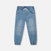French Terry Jogger Pants Light Blue Denim