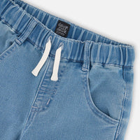 French Terry Jogger Pants Light Blue Denim