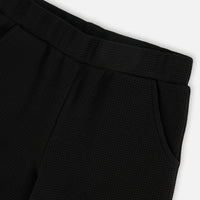 Waffle Flare Leg Pants Black