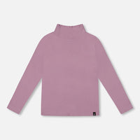 Super Soft Ribbed Mock Neck Top Purple Gray