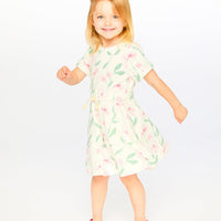 French Terry Dress Off White Printed Flowers