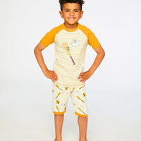 Organic Cotton Two-Piece Pyjama Set Grey Mix Baseball Print