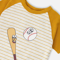 Organic Cotton Two-Piece Pyjama Set Grey Mix Baseball Print