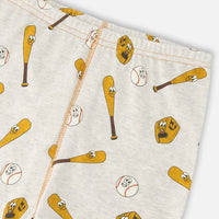 Organic Cotton Two-Piece Pyjama Set Grey Mix Baseball Print