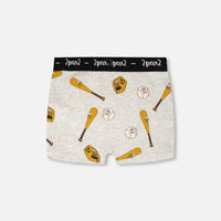 Organic Cotton Boxer Grey Mix Baseball Print