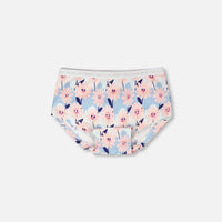 Organic Cotton Boyshort Panty Blue Smiling Flower Print