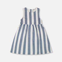 Sleeveless Dress White And Blue Stripes