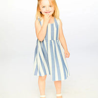 Sleeveless Dress White And Blue Stripes