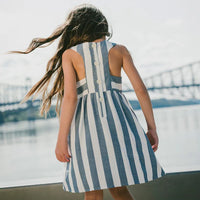 Sleeveless Dress White And Blue Stripes