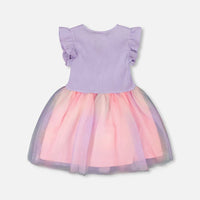 Bi-Material Mesh Dress Lilac