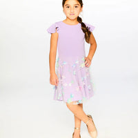 Bi-Material Dress Mauve