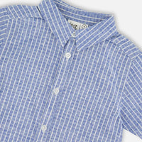 Printed Chambray Short-Sleeve Shirt Blue Denim Stripes