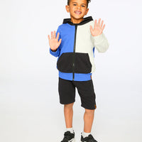 Hooded French Terry Cardigan Royal Blue