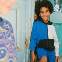 Hooded French Terry Cardigan Royal Blue