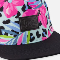 Cap Blue Floral And Leopard Print
