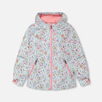Mid-Season Jacket Blue Mini Flower Print