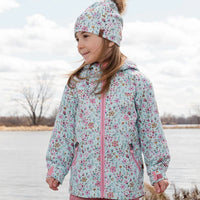 Mid-Season Jacket Blue Mini Flower Print