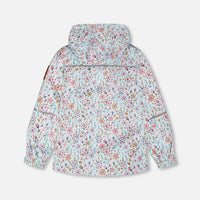 Mid-Season Jacket Blue Mini Flower Print