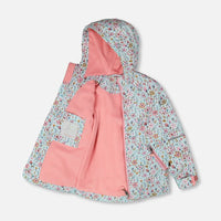 Mid-Season Jacket Blue Mini Flower Print