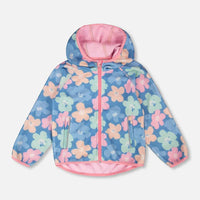 Windfleece Jacket Blue Flower Print