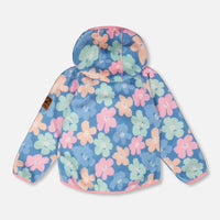 Windfleece Jacket Blue Flower Print