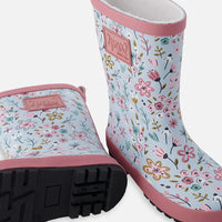 Rain Boots In Natural Rubber Blue Mini Flower Print