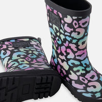 Rain Boots In Natural Rubber Black Animal Print