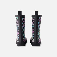 Rain Boots In Natural Rubber Black Animal Print