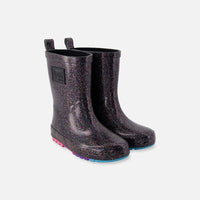 Rain Boots In Natural Rubber Black Glitter