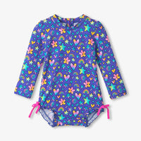 Baby Girls Watercolour Doodles Rashguard Swimsuit