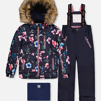 Two Piece Play Snowsuit Blue Floral Print