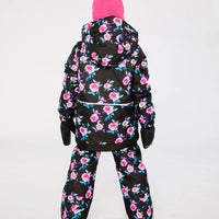 Two Piece Play Snowsuit Black Rose Print