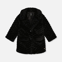 Faux Fur Long Coat Black