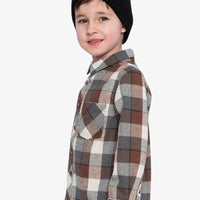 Flannel Shirt Grey And Beige Plaid