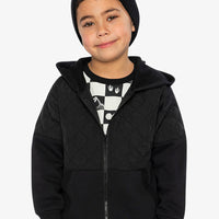 Full Zip Hooded Bi-Material Hoodie Black
