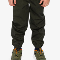 Stretch Canvas Jogger Pants Very Dark Green
