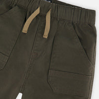 Stretch Canvas Jogger Pants Very Dark Green