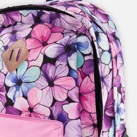 Kids Backpack Black Floral Print