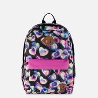 Kids Backpack Black Printed With Hearts