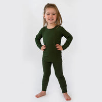 Ribbed Bamboo Long Sleeve PJ Set - Forest Green